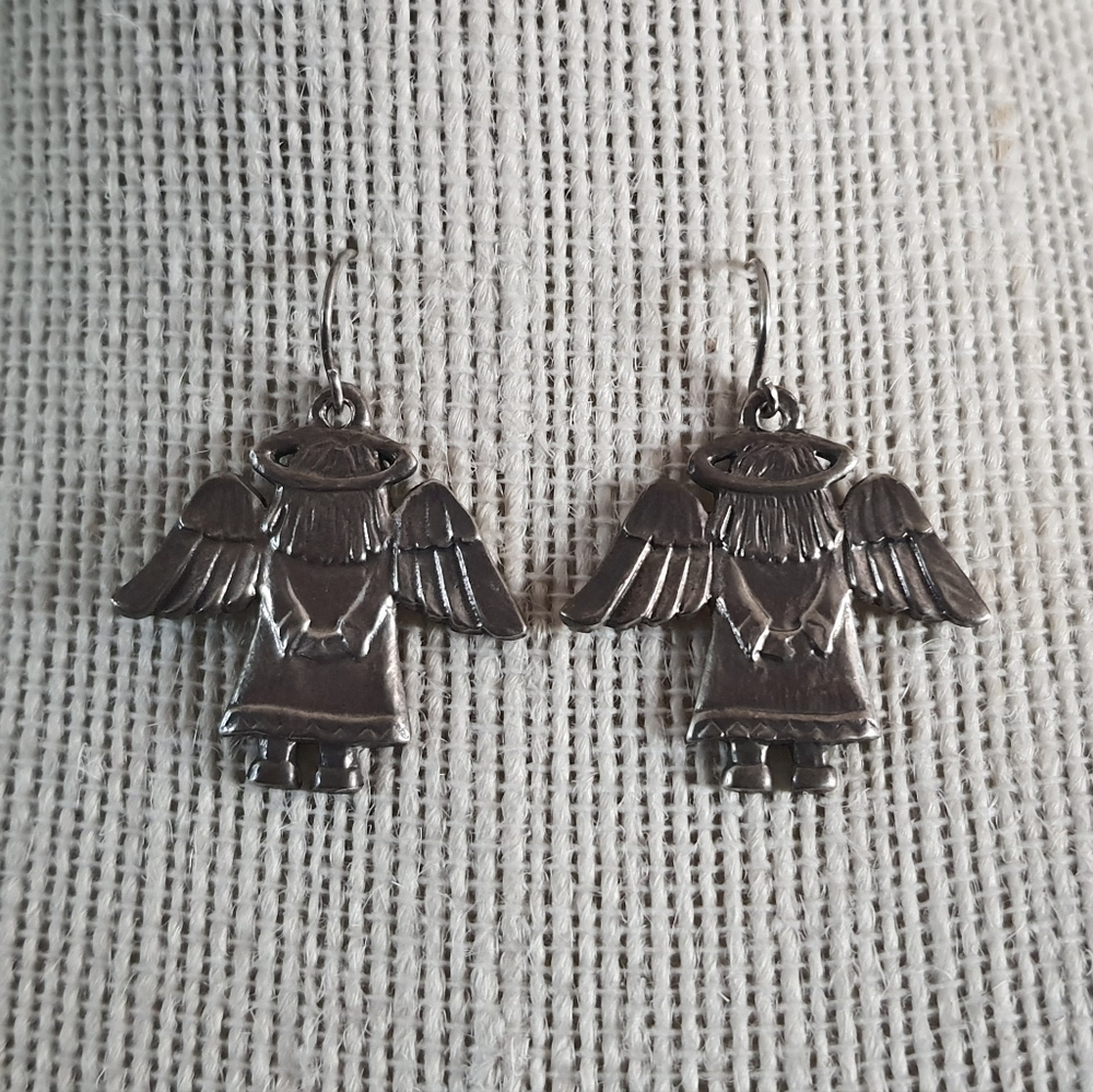 Vintage Sterling Silver Angel Earrings